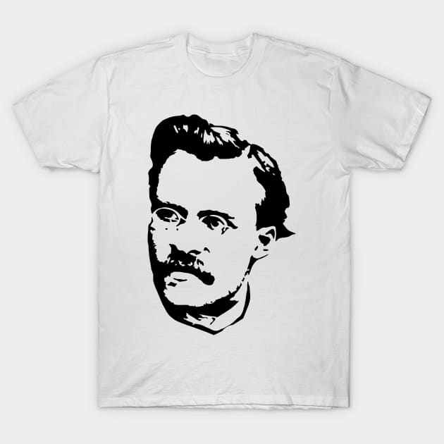 Friedrich Nietzsche Black On White T-Shirt by Nerd_art